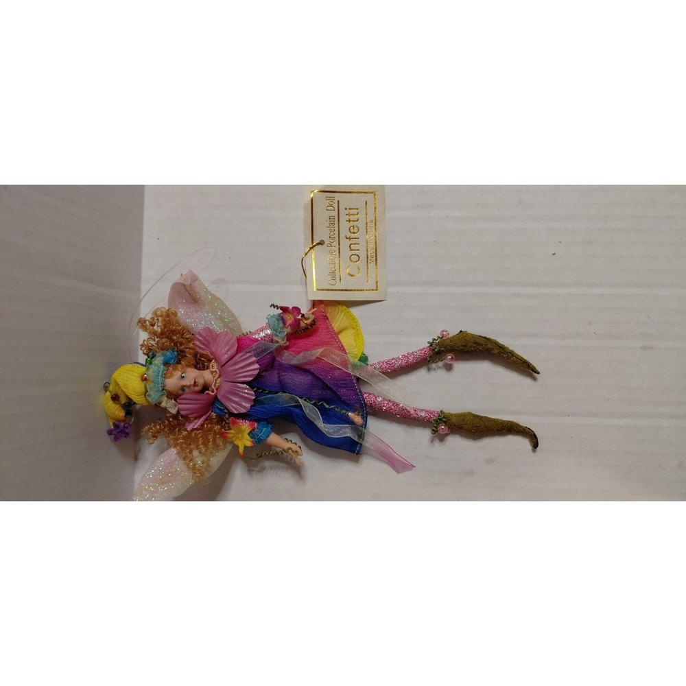 Vintage Confetti" Fairy pixie Ornament colorful handcrafted ornament Collectible
